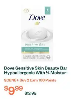 Voilà Dove Sensitive Skin Beauty Bar Hypoallergenic With ¼ Moisturizing Cream 106 g 6ct offer