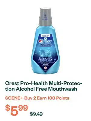 Voilà Crest Pro-Health Multi-Protection Alcohol Free Mouthwash Clean Mint 1 L offer