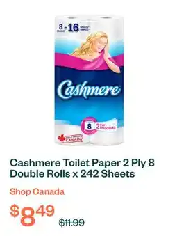 Voilà Cashmere Toilet Paper 2 Ply 8 Double Rolls x 242 Sheets offer