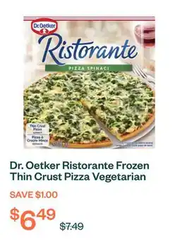 Voilà Dr. Oetker Ristorante Frozen Thin Crust Pizza Vegetarian Spinach 390 g offer