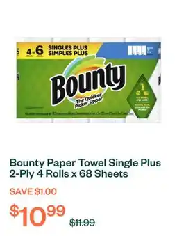 Voilà Bounty Paper Towel Single Plus 2-Ply 4 Rolls x 68 Sheets offer