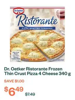 Voilà Dr. Oetker Ristorante Frozen Thin Crust Pizza 4 Cheese 340 g offer