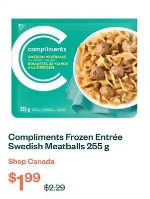 Voilà Compliments Frozen Entrée Swedish Meatballs 255 g offer