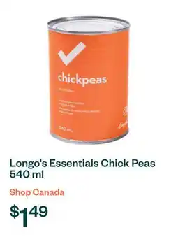 Voilà Longo's Essentials Chick Peas 540 ml offer