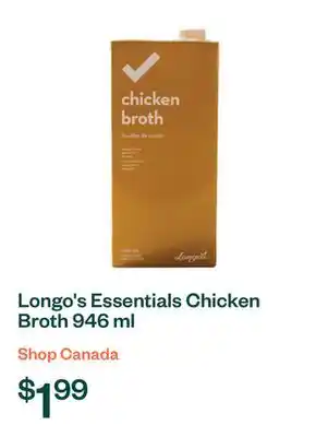 Voilà Longo's Essentials Chicken Broth 946 ml offer