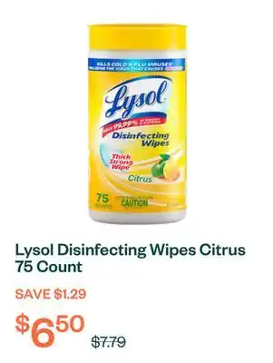 Voilà Lysol Disinfecting Wipes Citrus 75 Count offer