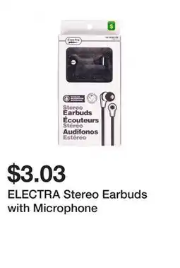 Dollarama ELECTRA Stereo Earbuds with Microphone offer