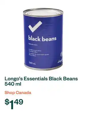 Voilà Longo's Essentials Black Beans 540 ml offer