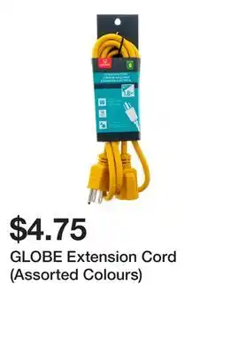 Dollarama GLOBE Extension Cord (Assorted Colours) offer