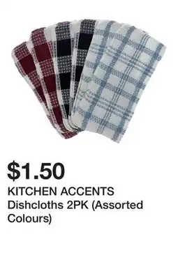 Dollarama KITCHEN ACCENTS Dishcloths 2PK (Assorted Colours) offer