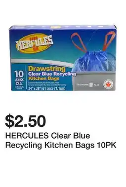 Dollarama HERCULES Clear Blue Recycling Kitchen Bags 10PK offer