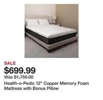 TSC Stores Health-o-Pedic 12 Copper Memory Foam Mattress with Bonus Pillow offer