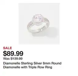 TSC Stores Diamonelle Sterling Silver 8mm Round Diamonelle with Triple Row Ring offer