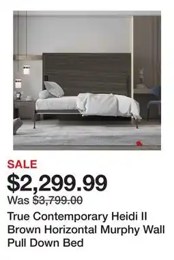 TSC Stores True Contemporary Heidi II Brown Horizontal Murphy Wall Pull Down Bed offer