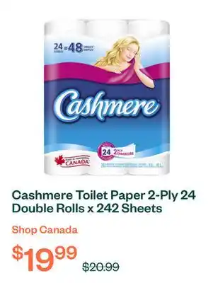 Voilà Cashmere Toilet Paper 2-Ply 24 Double Rolls x 242 Sheets offer