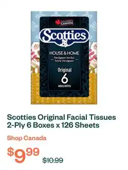 Voilà Scotties Original Facial Tissues 2-Ply 6 Boxes x 126 Sheets offer