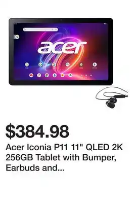 TSC Stores Acer Iconia P11 11 QLED 2K 256GB Tablet with Bumper, Earbuds and SiriusXM offer