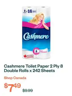 Voilà Cashmere Toilet Paper 2 Ply 8 Double Rolls x 242 Sheets offer