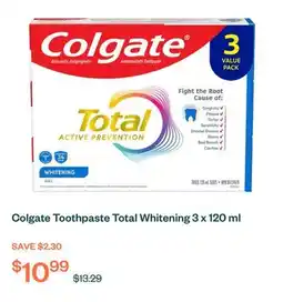 Voilà Colgate Toothpaste Total Whitening 3 x 120 ml offer