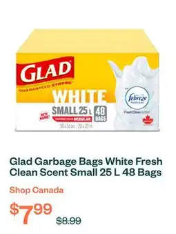 Voilà Glad Garbage Bags White Fresh Clean Scent Small 25 L 48 Bags offer