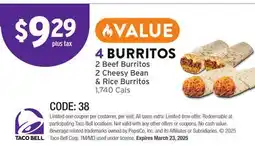 Taco Bell 4 Burritos offer