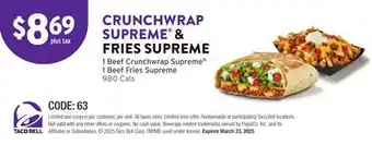 Taco Bell Crunchwrap Supreme & Fries Supreme offer