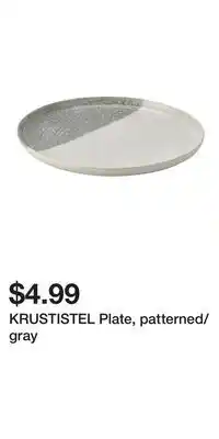 IKEA KRUSTISTEL Plate, patterned/gray offer