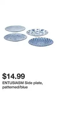 IKEA ENTUSIASM Side plate, patterned/blue offer