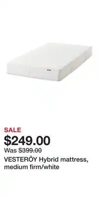 IKEA VESTERÖY Hybrid mattress, medium firm/white offer