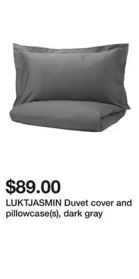 IKEA LUKTJASMIN Duvet cover and pillowcase(s), dark gray offer