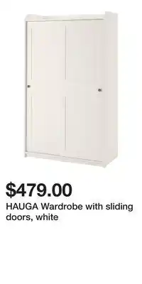 IKEA HAUGA Wardrobe with sliding doors, white offer