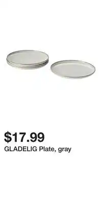 IKEA GLADELIG Plate, gray offer