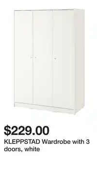 IKEA KLEPPSTAD Wardrobe with 3 doors, white offer