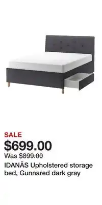 IKEA IDANÄS Upholstered storage bed, Gunnared dark gray offer