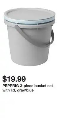 IKEA PEPPRIG 3-piece bucket set with lid, gray/blue offer