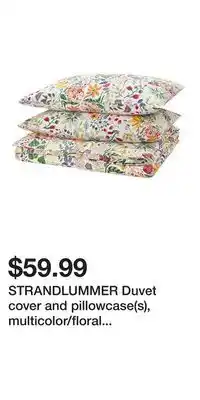 IKEA STRANDLUMMER Duvet cover and pillowcase(s), multicolor/floral pattern, King offer