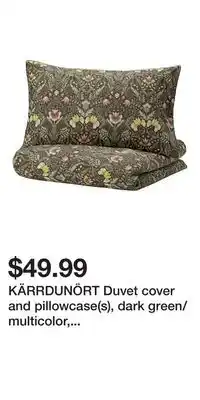 IKEA KÄRRDUNÖRT Duvet cover and pillowcase(s), dark green/multicolor, Full/Queen (Double/Queen) offer