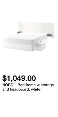 IKEA NORDLI Bed frame w storage and headboard, white offer