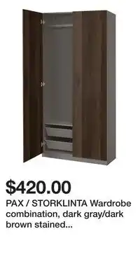 IKEA PAX / STORKLINTA Wardrobe combination, dark gray/dark brown stained oak effect offer