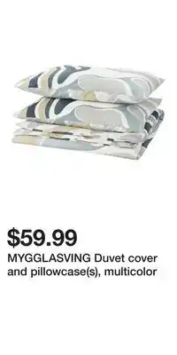 IKEA MYGGLASVING Duvet cover and pillowcase(s), multicolor offer