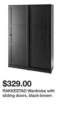 IKEA RAKKESTAD Wardrobe with sliding doors, black-brown offer