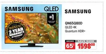 2001 Audio Video QN65Q80D 65 QLED 4K Quantum HDR+ offer