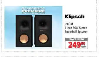 2001 Audio Video R40M Klipsch 4 Inch 50W Stereo Bookshelf Speaker offer