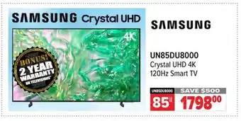 2001 Audio Video UN85DU8000 85 Crystal UHD 4K 120Hz Smart TV offer