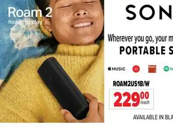 2001 Audio Video ROAM2US1B/W SONOS PORTABLE SPEAKER offer