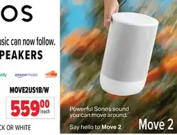 2001 Audio Video MOVE2US1B/W SONOS Move 2 PORTABLE SPEAKERS offer