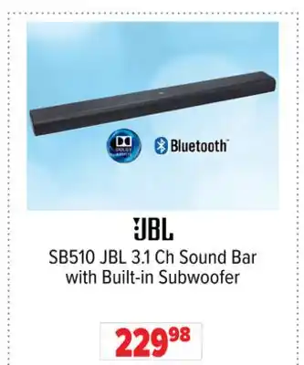 2001 Audio Video SB510 JBL 3.1 Ch Sound Bar with Built-in Subwoofer offer