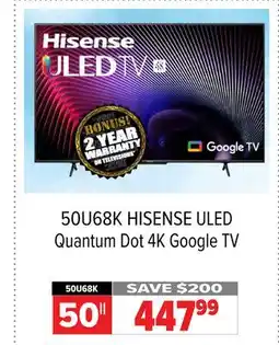 2001 Audio Video 50U68K 50 ULED Quantum Dot 4K Google TV offer