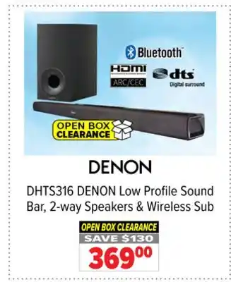 2001 Audio Video DHTS316 DENON Low Profile Sound Bar, 2-way Speakers & Wireless Sub offer