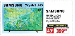 2001 Audio Video UN43CU8000 43 UHD 4K SMART Crystal Display offer